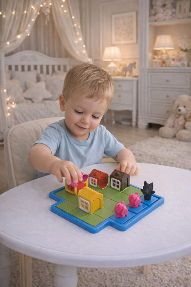 لعبة الذكاء "الخنازير الثلاثة" – بازل تعليمي لتنمية التفكير للأطفال