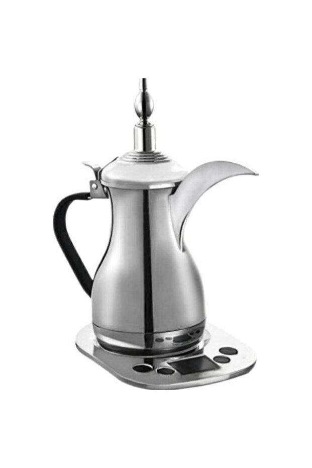 Electric Arabic Coffee Maker Dallah - 700ml Stainless Steel with Digital Control & Keep Warm, Silver