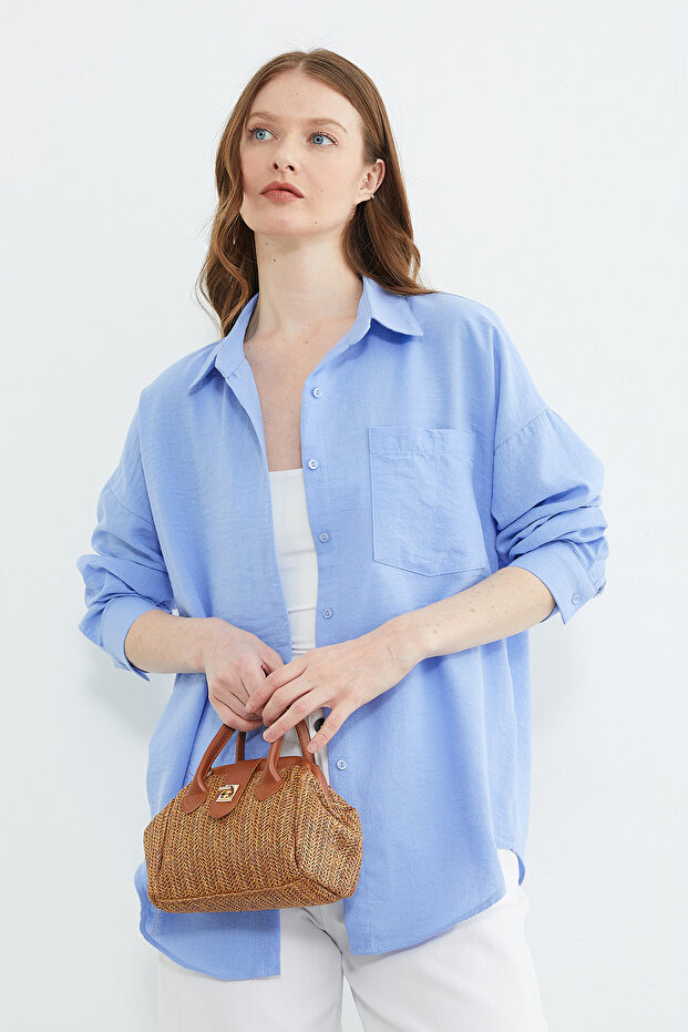 Basic Tek Cepli Oversize Gömlek - 2