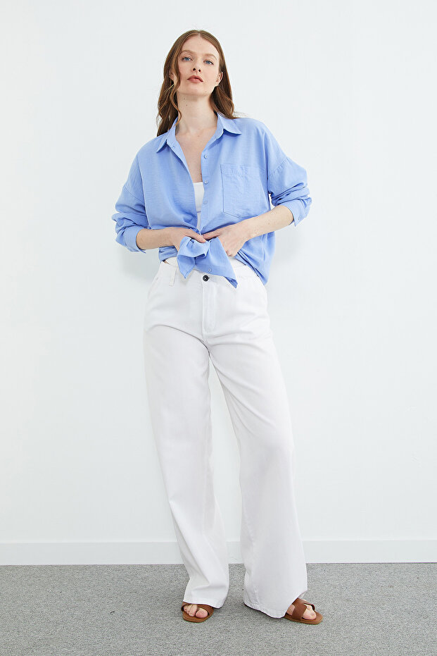 Basic Tek Cepli Oversize Gömlek - 4