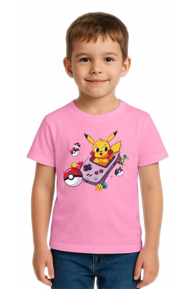 Unisex Pikachu Printed Kids T-Shirt Cotton Count Combed Cotton Fabric