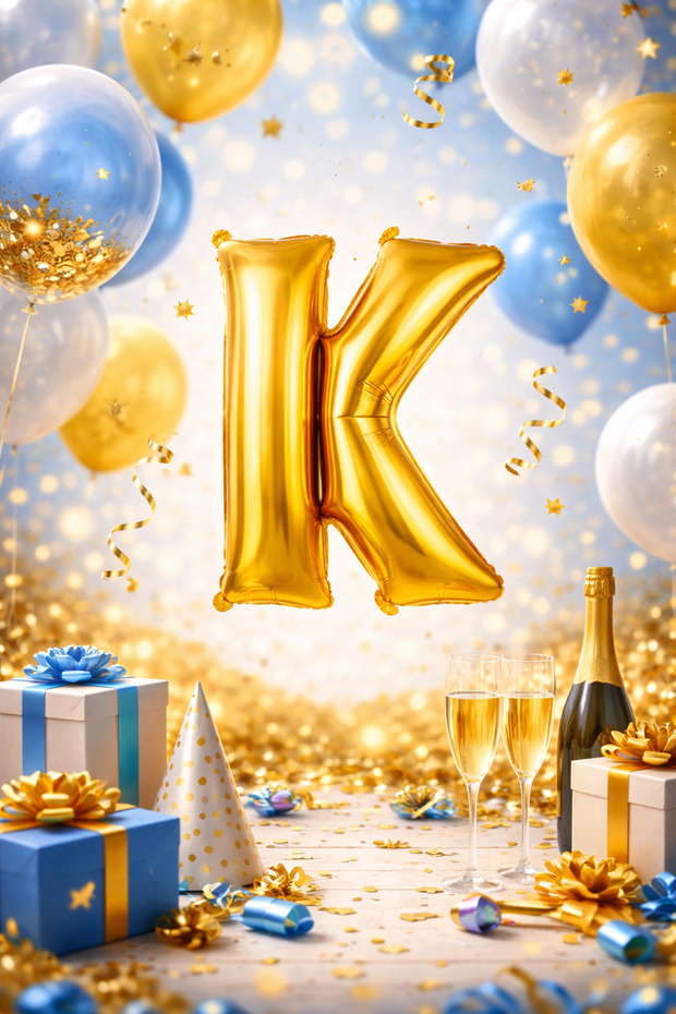 Gold "K" Letter Foil Balloon – 100 cm