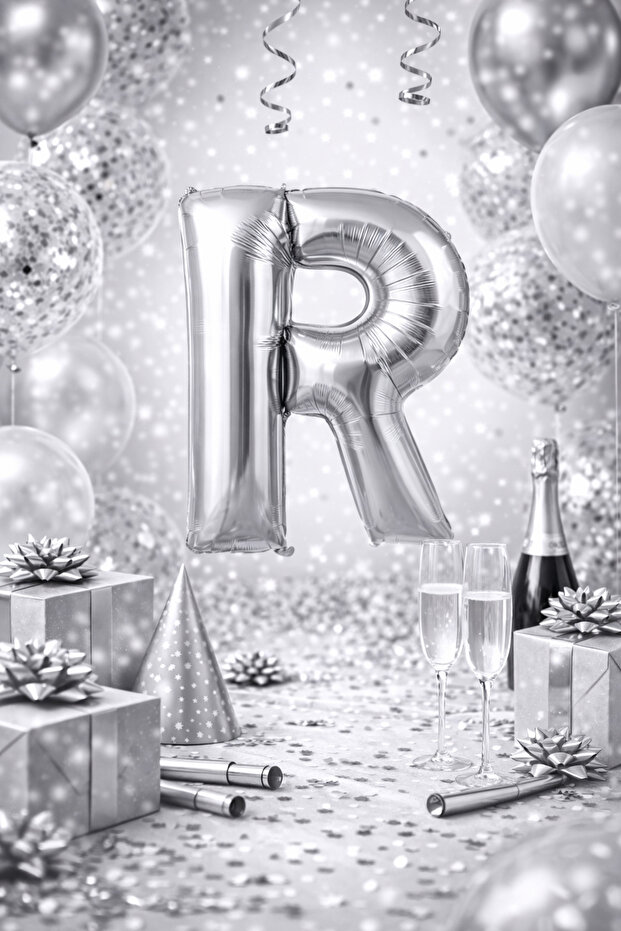 Silver "R" Letter Foil Balloon – 100 cm