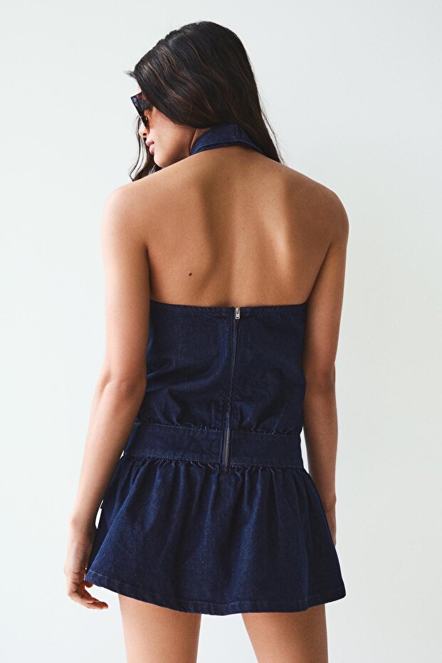 Mini denim elbise - 2