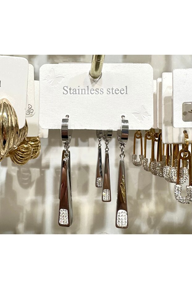 Stainless Steel Special Series Zircon Stone Dangle Stainless Steel Earrings