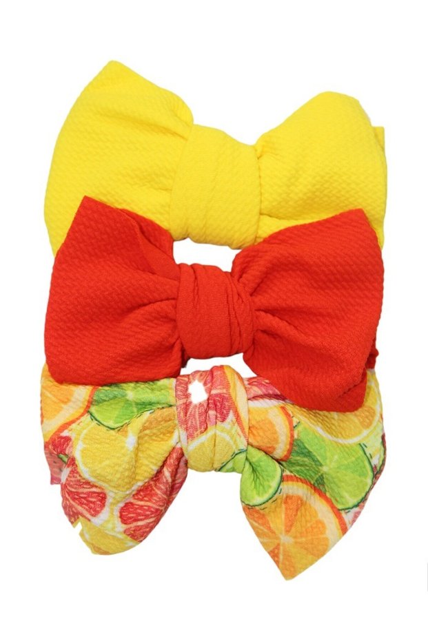 - Mira Assorted Big Ribbon Bow Headband for Babies - Yellow, Red , Multicolor