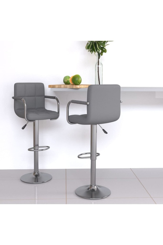 Bar stools, 2 pcs., gray, eco- Leather
