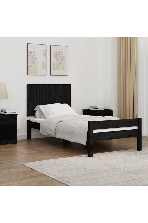 Wall-mounted headboard, black, 95.5x3x60cm, solid pine wood