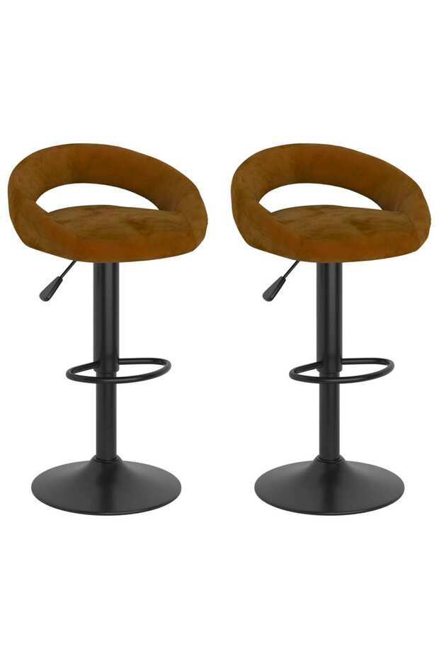 Bar stools, 2 pcs., brown, Velvet - 2