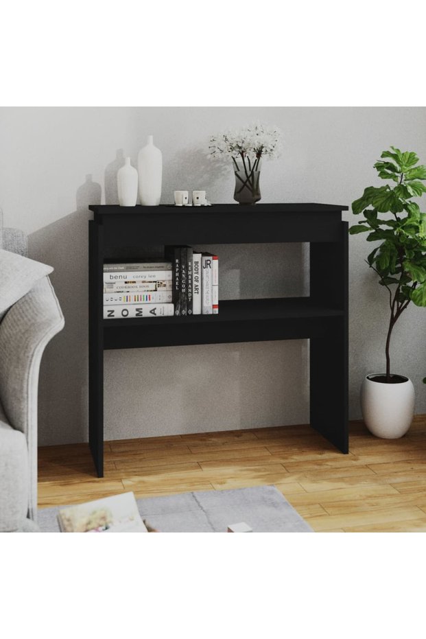 Console table, black, 80x30x80 cm, chipboard