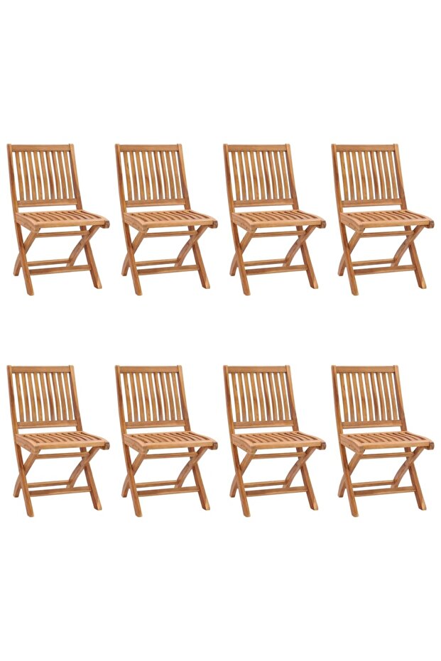 Folding garden chairs, 8 pcs., solid teak wood