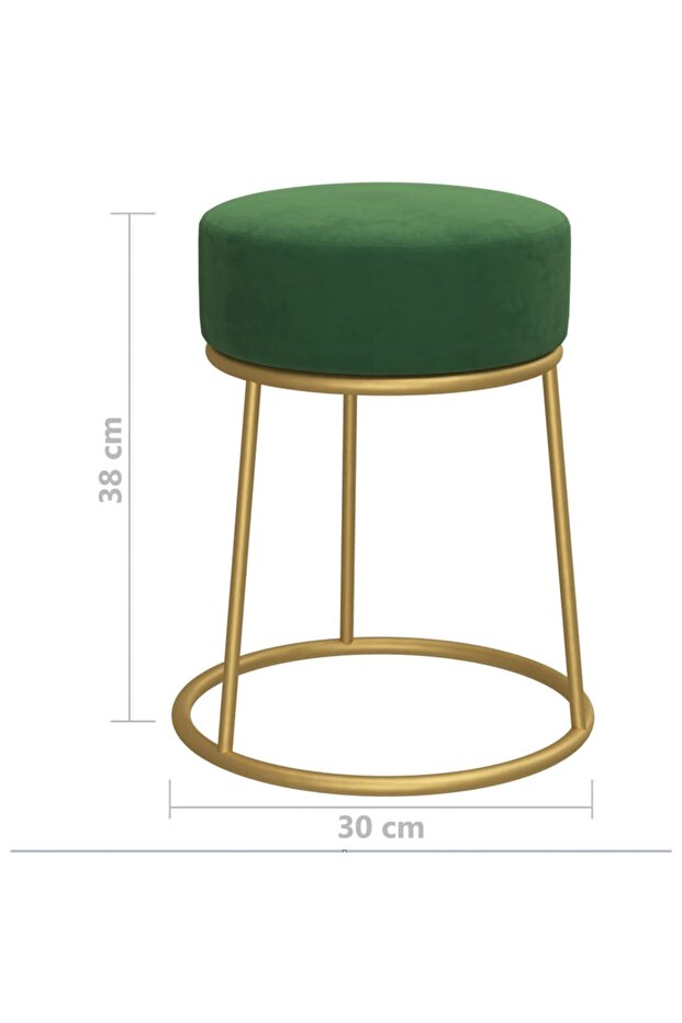 Taburet rotund, verde, catifea - 6