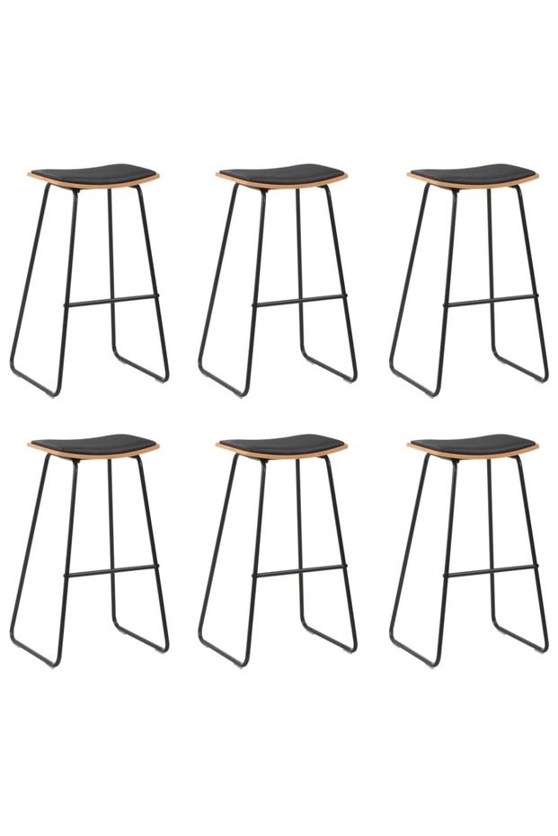 Bar stools, 6 pcs., black, eco- Leather