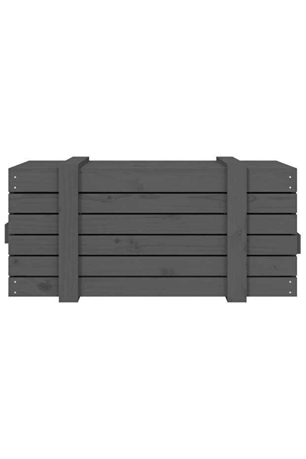 Storage box, gray, 91x40.5x42 cm, solid pine wood - 7