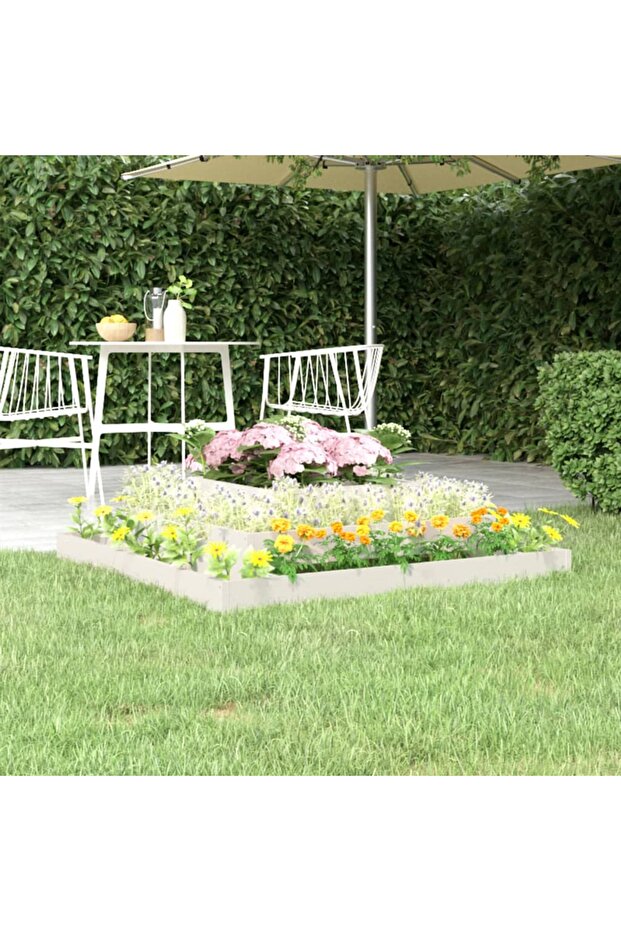 Planter, white, 110x110x27 cm, solid pine wood - 1