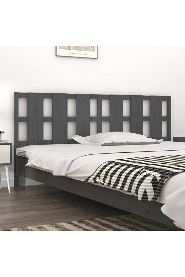 Bedside table, gray, 205.5x4x100 cm, solid pine wood - 1