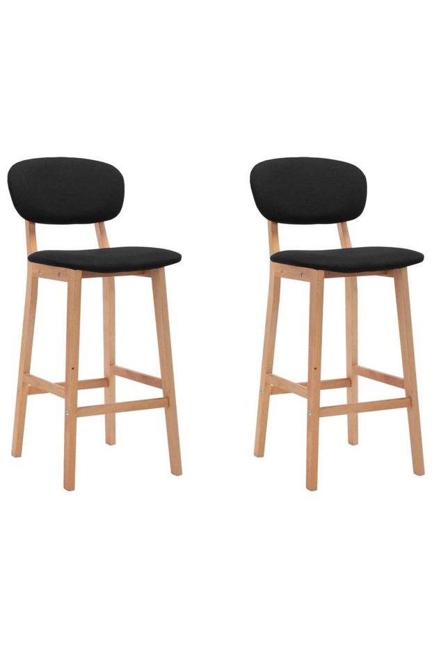 Bar stools, 2 pcs., black, fabric