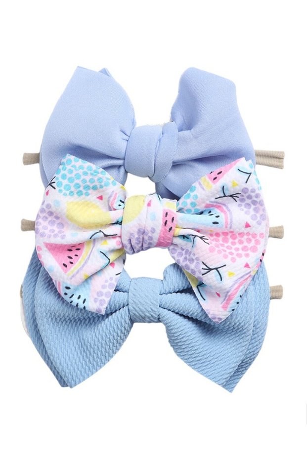 - Mona Assorted Ribbon Bow Headband for Babies - Multicolor & Blue