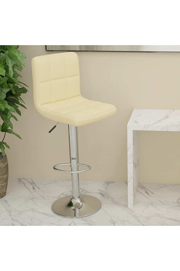 Scaun de bar, crem, material textil - 1