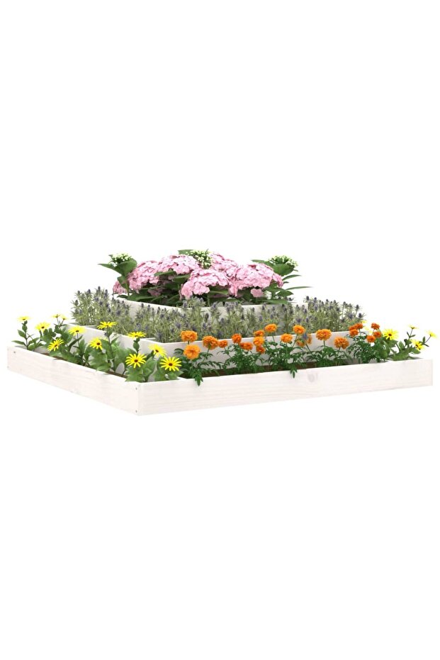 Planter, white, 110x110x27 cm, solid pine wood - 3