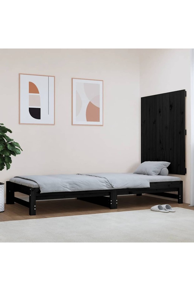 Wall-mounted headboard, black, 82.5x3x90 cm solid pine wood