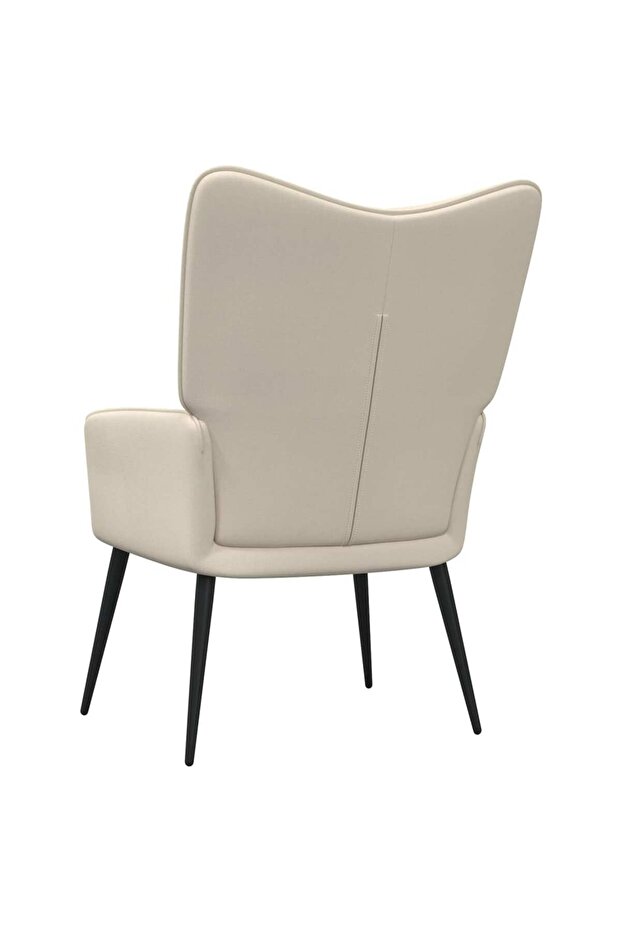 Scaun de relaxare, crem, material textil - 4