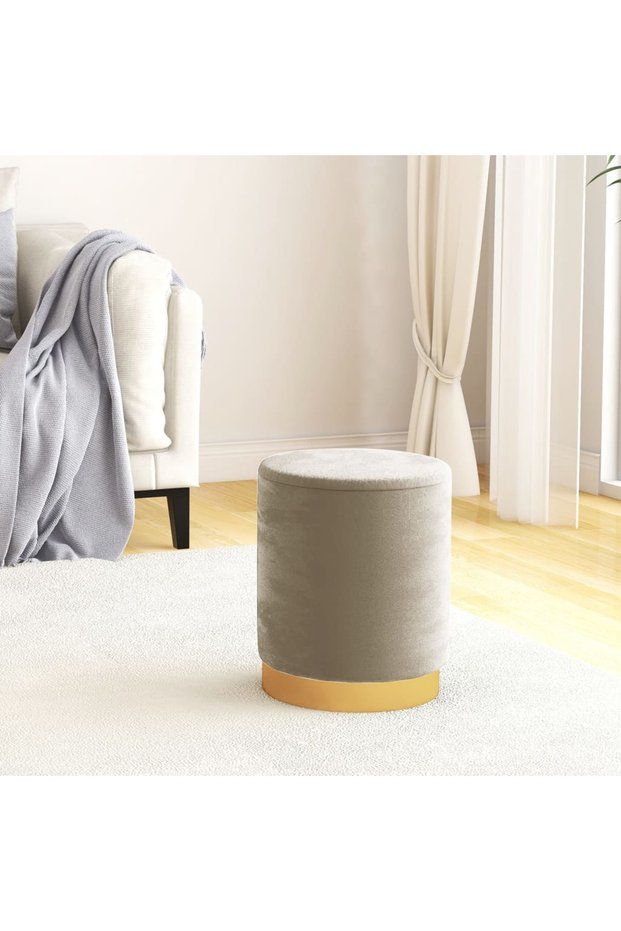 Round storage stool, dark grey, Velvet