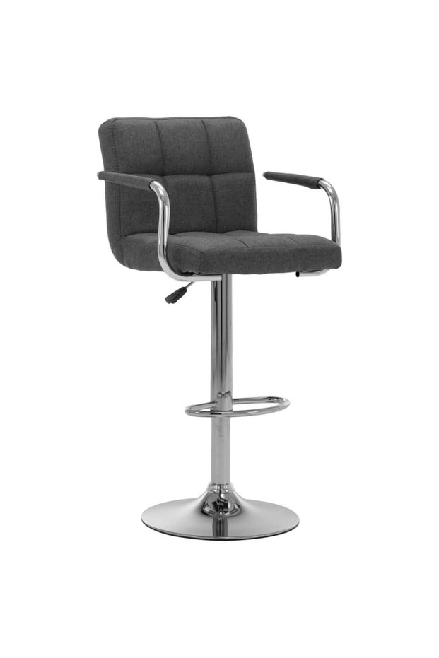 Bar stool, dark grey, fabric
