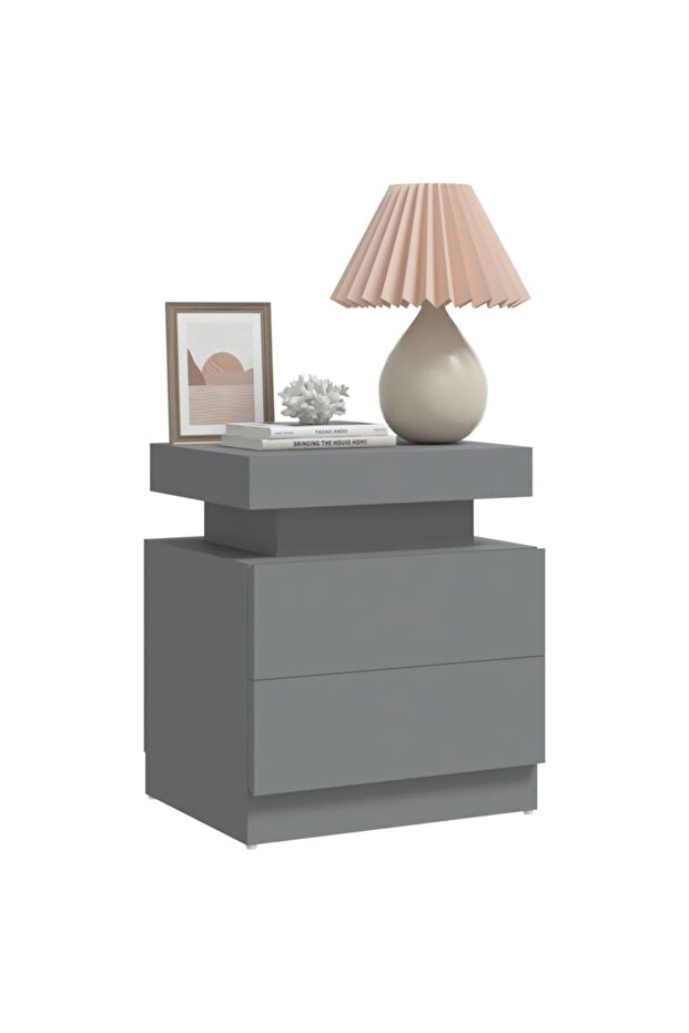 Bedside table, grey, 45x35x52 cm, chipboard - 3