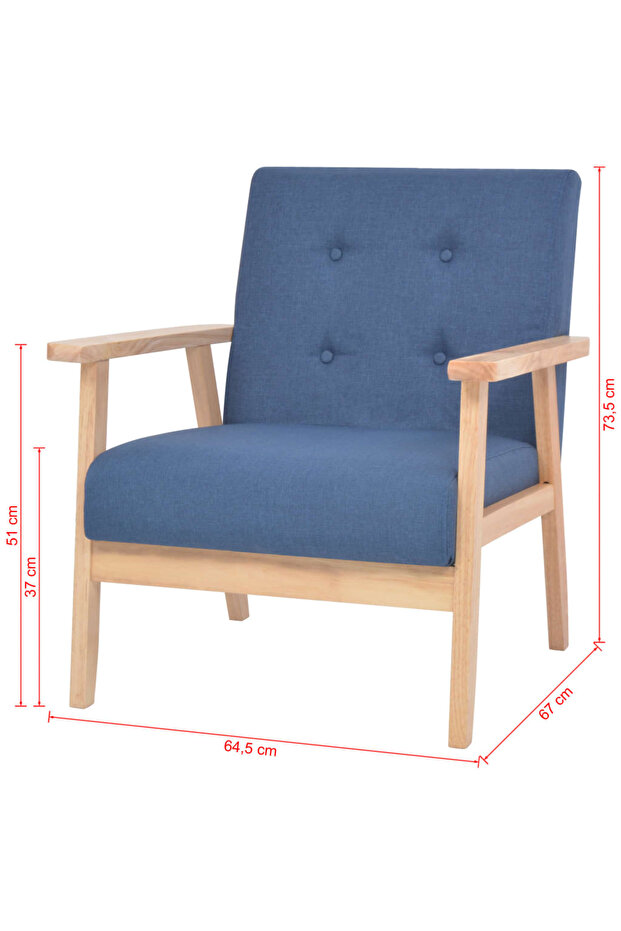 Armchair, blue, textile - 7