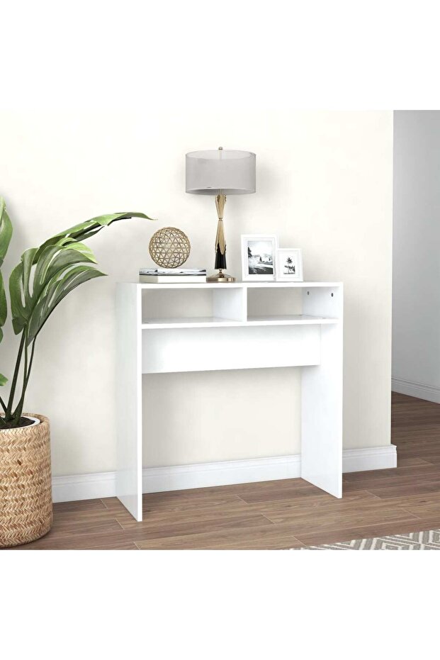 Console table, white, 78x30x80 cm, chipboard - 3