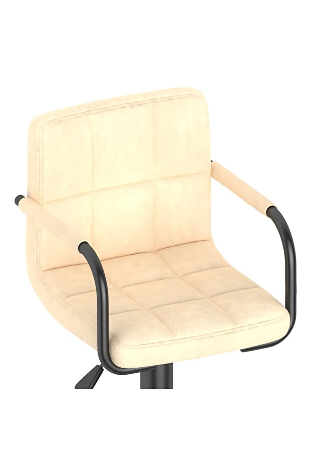 Scaun de bar, crem, catifea - 7