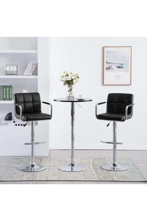 Bar stools, 2 pcs., black, eco- Leather