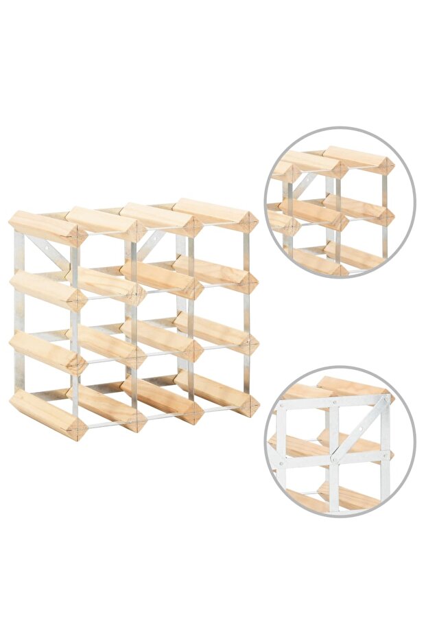 Wine bottle holder for 12 bottles, solid pine wood - 4