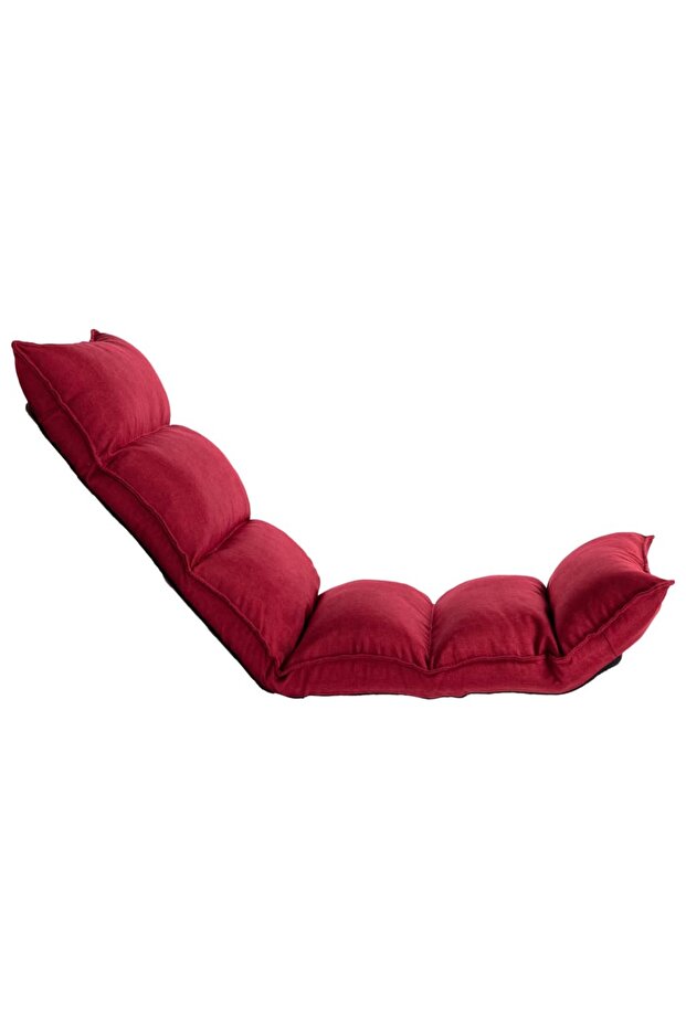 Scaun de podea pliabil, roșu vin, material textil - 3