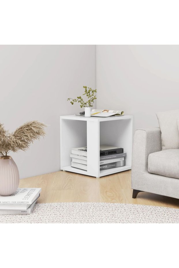 Side table, white, 33x33x34.5 cm, chipboard