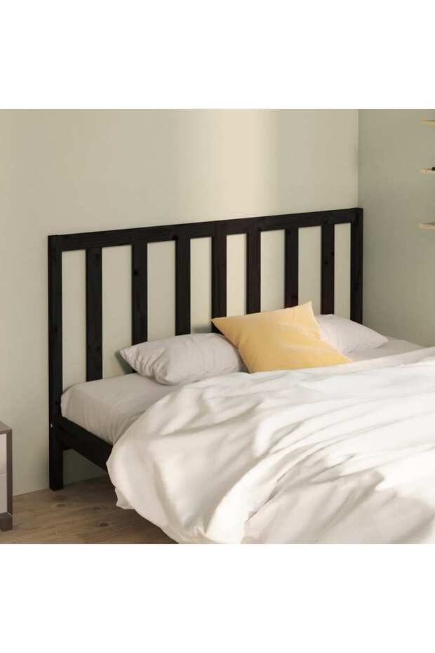 Bedside table, black, 146x4x100 cm, solid pine wood