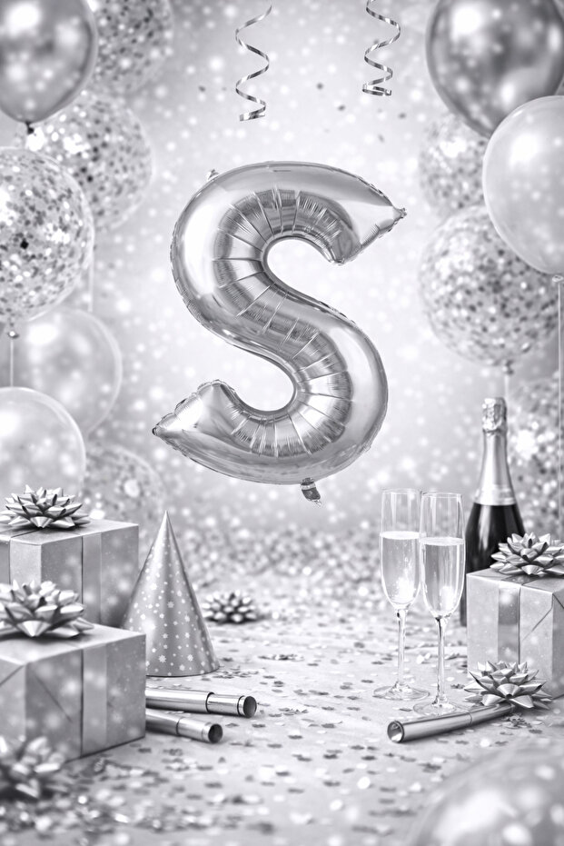 Silver "S" Letter Foil Balloon – 100 cm