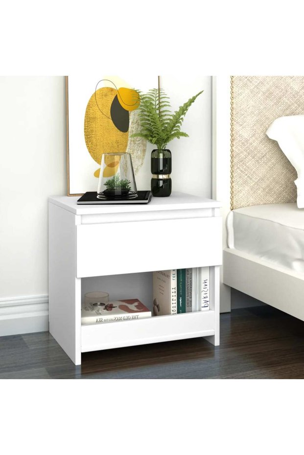 Bedside table, white, 40x30x39 cm, chipboard