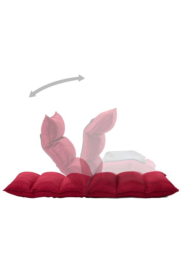 Scaun de podea pliabil, roșu vin, material textil - 6