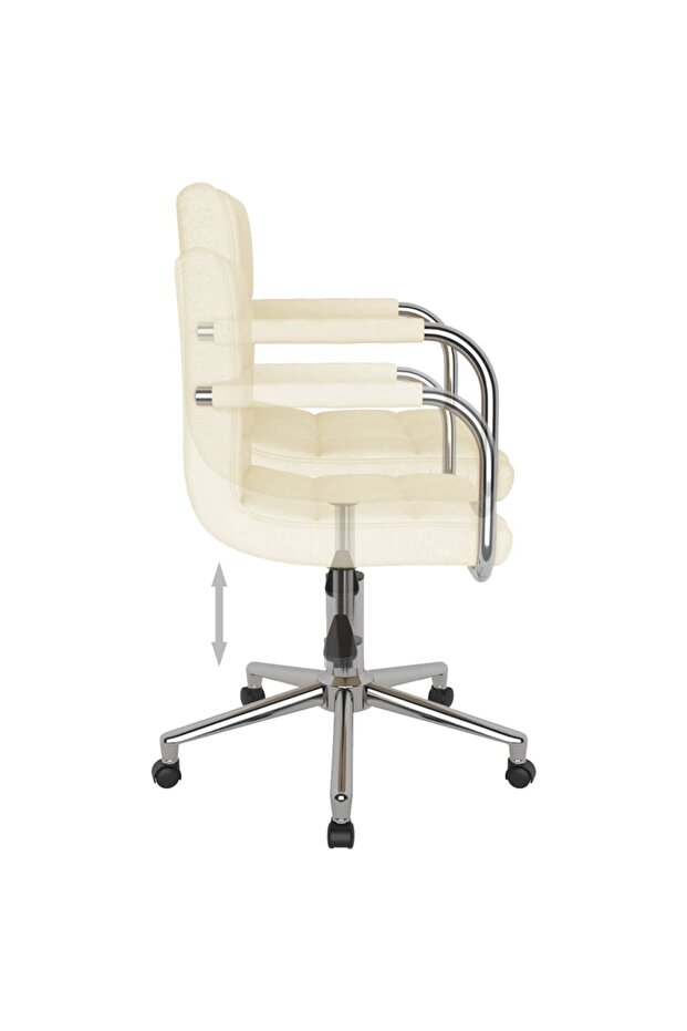 Scaun de birou pivotant, crem, material textil - 6