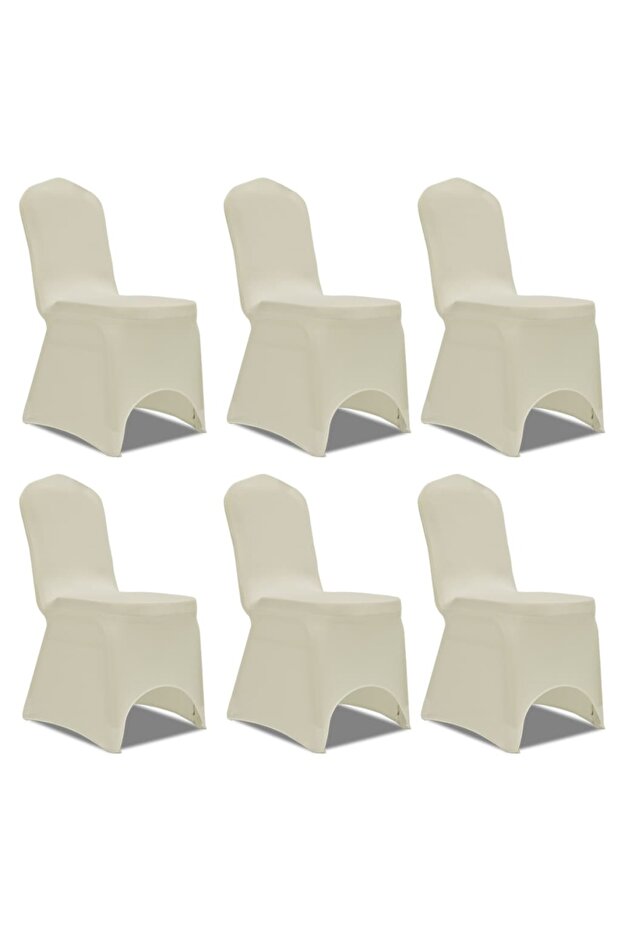 Huse elastice pentru scaun, 12 buc., crem - 2