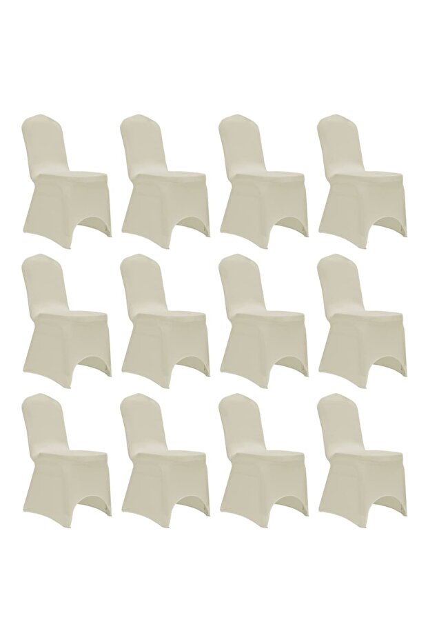 Huse elastice pentru scaun, 12 buc., crem - 1