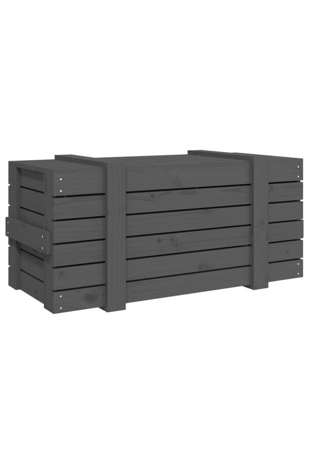 Storage box, gray, 91x40.5x42 cm, solid pine wood - 6