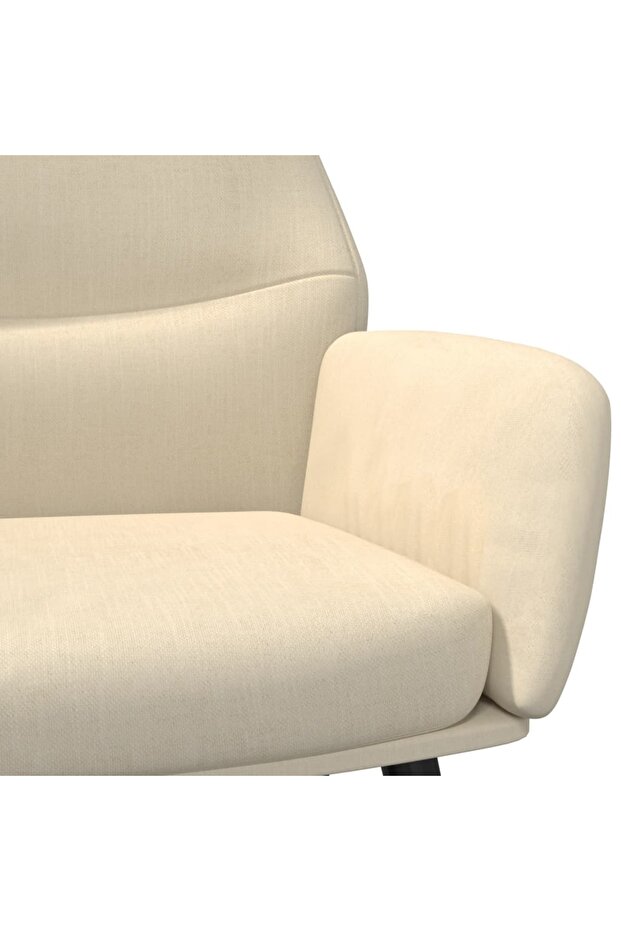 Scaun de relaxare, crem, material textil - 6