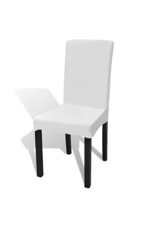Huse de scaun elastice drepte, 6 buc., alb