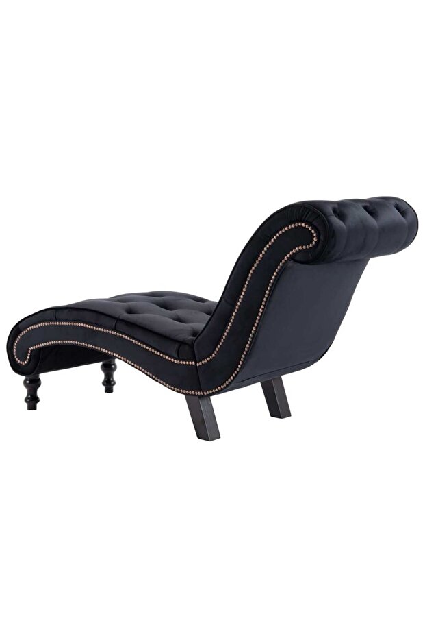 Șezlong, negru, catifea - 5