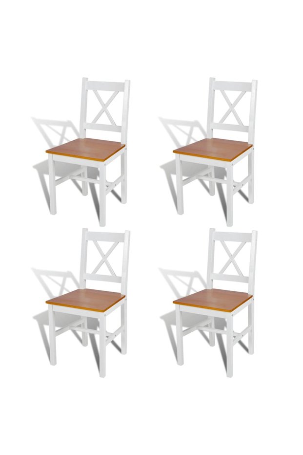 Kitchen chairs, 4 pcs., white, pine wood