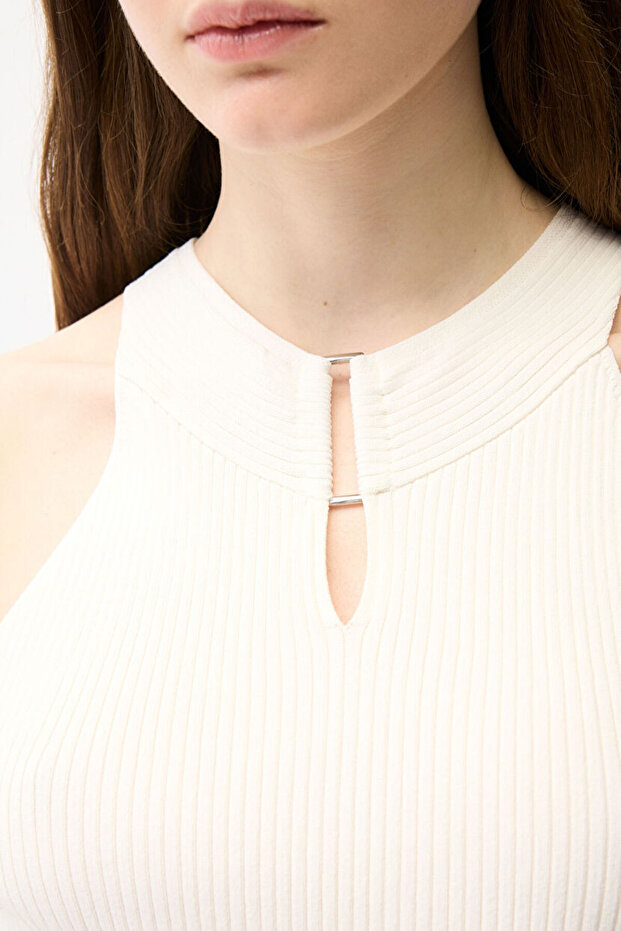 Halter Yaka Triko Bluz - 2