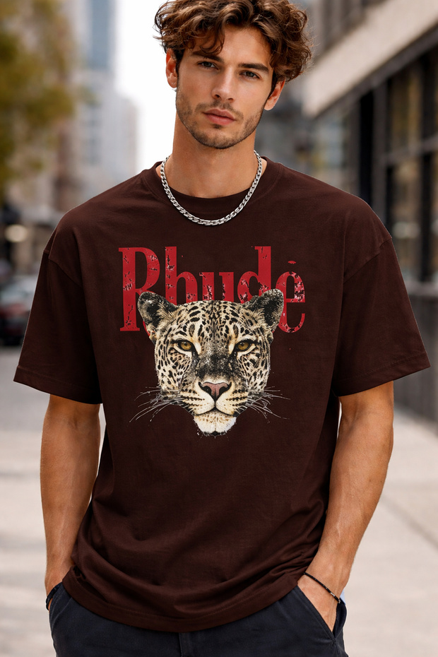 Rhude Leopard Print Unisex Oversized T-Shirt – Pack of Cotton Crew Neck Casual Streetwear T-Shirts